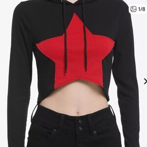 Hot Topic Black Crop Top with Red Star